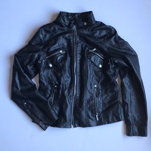 Faux leather moto jacket